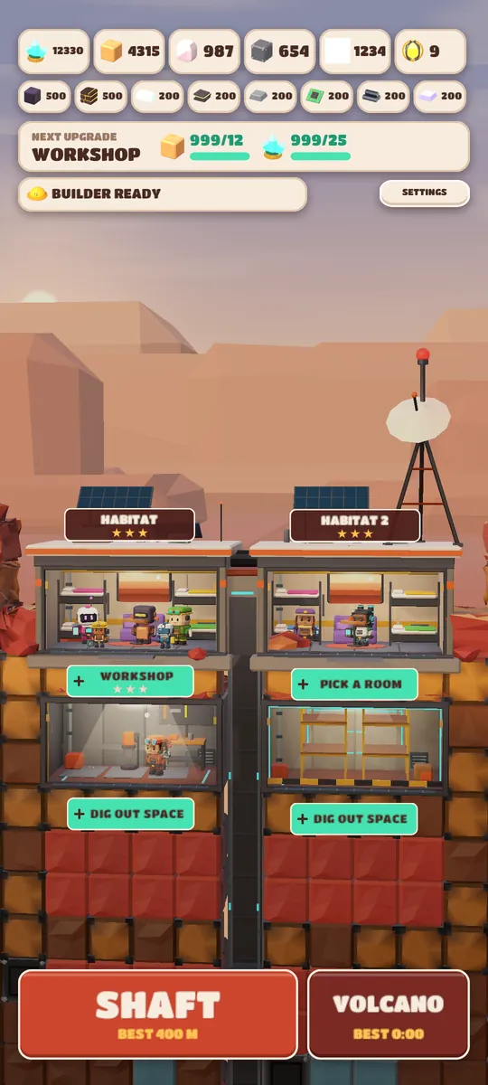 Digging Deep 2 development preview: the outpost, with two habitats and rooms dug out below