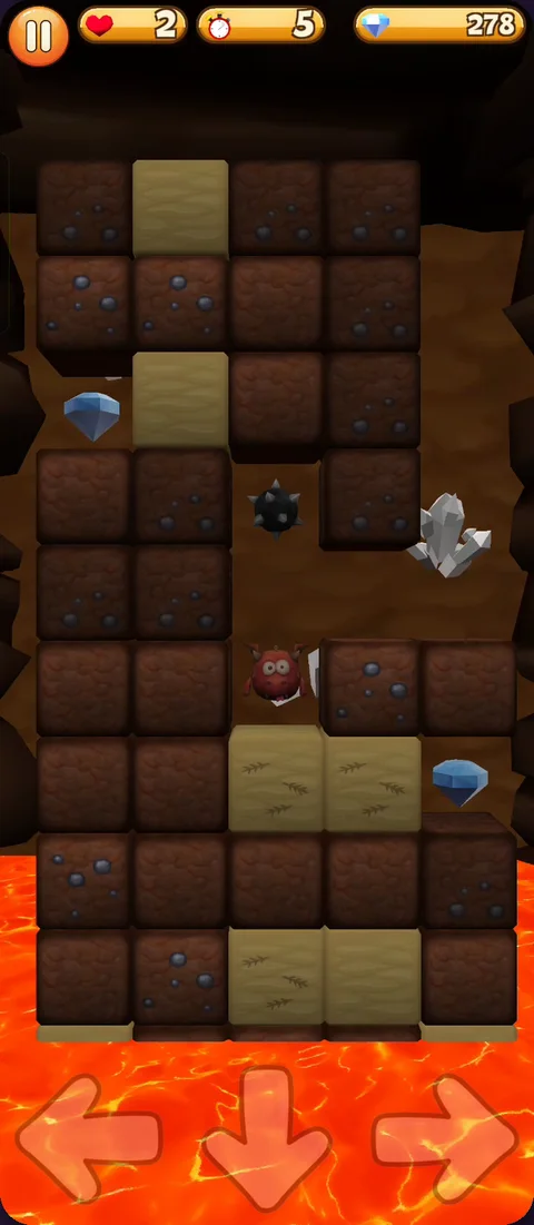 Digging Deep Survival mode: lava rising below the digger